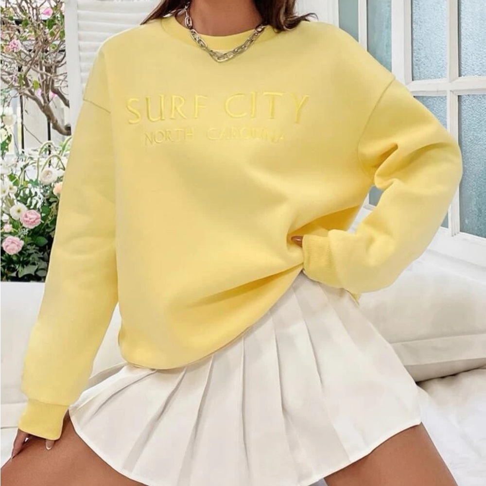 🟥 Surf City Embroidery Drop Shoulder Sweatshirt